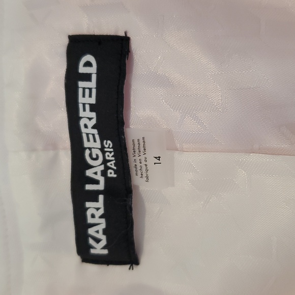 Karl Lagerfeld Pink and White Tweed cropped Blazer Size 14. New with tags - Picture 8 of 10